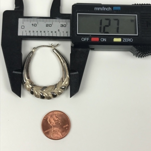 Sterling Silver Repousse Hoop 3D Earrings - Picture 8 of 8